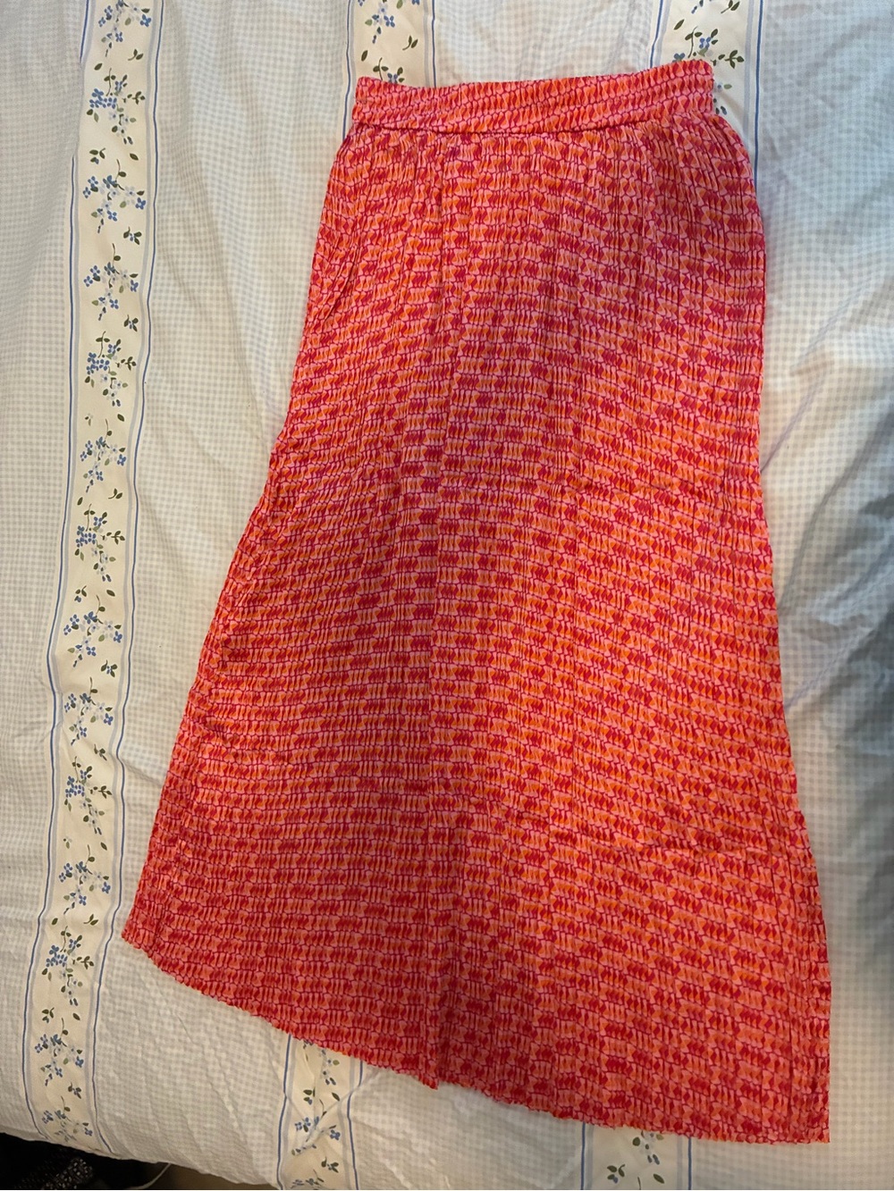 Women's Pink Smocked Midi Skirt